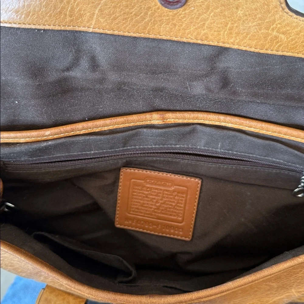 vintage Y2K Coach Hampton satchel in a tan color leather silver studs braided